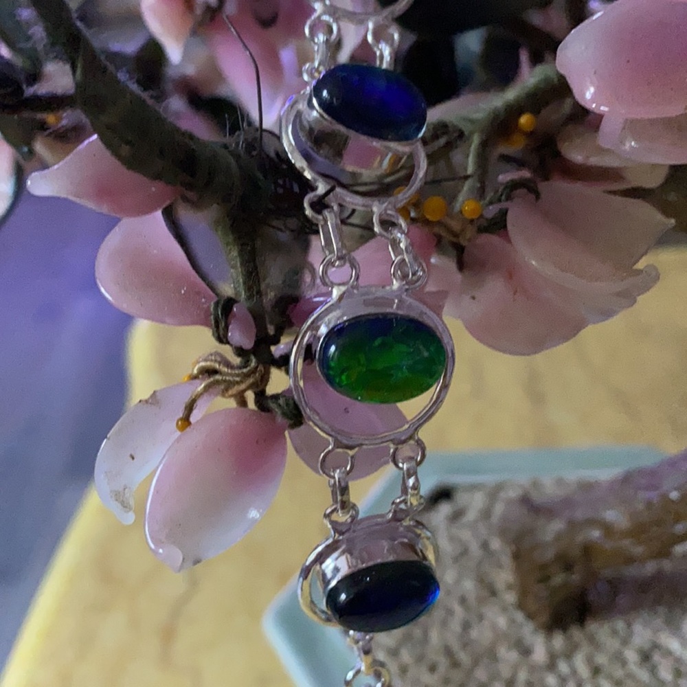 Vintage 925 Australian tribal opal bracelet - Picture 2 of 8